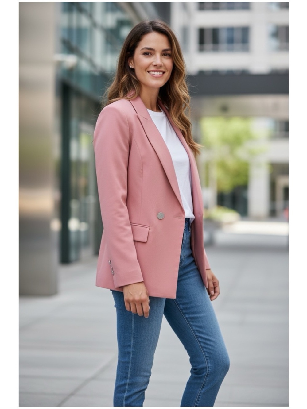 White House Black Market Women’s Sz 6 Pink Blazer Jacket Double Breasted